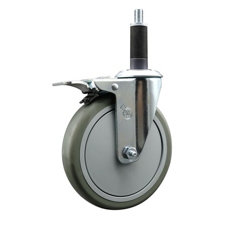 Service Caster 6'' Gray Poly Swivel 1'' Expanding Stem Caster Total Lock Brake SCC-EXTTL20S614-PPUB-1